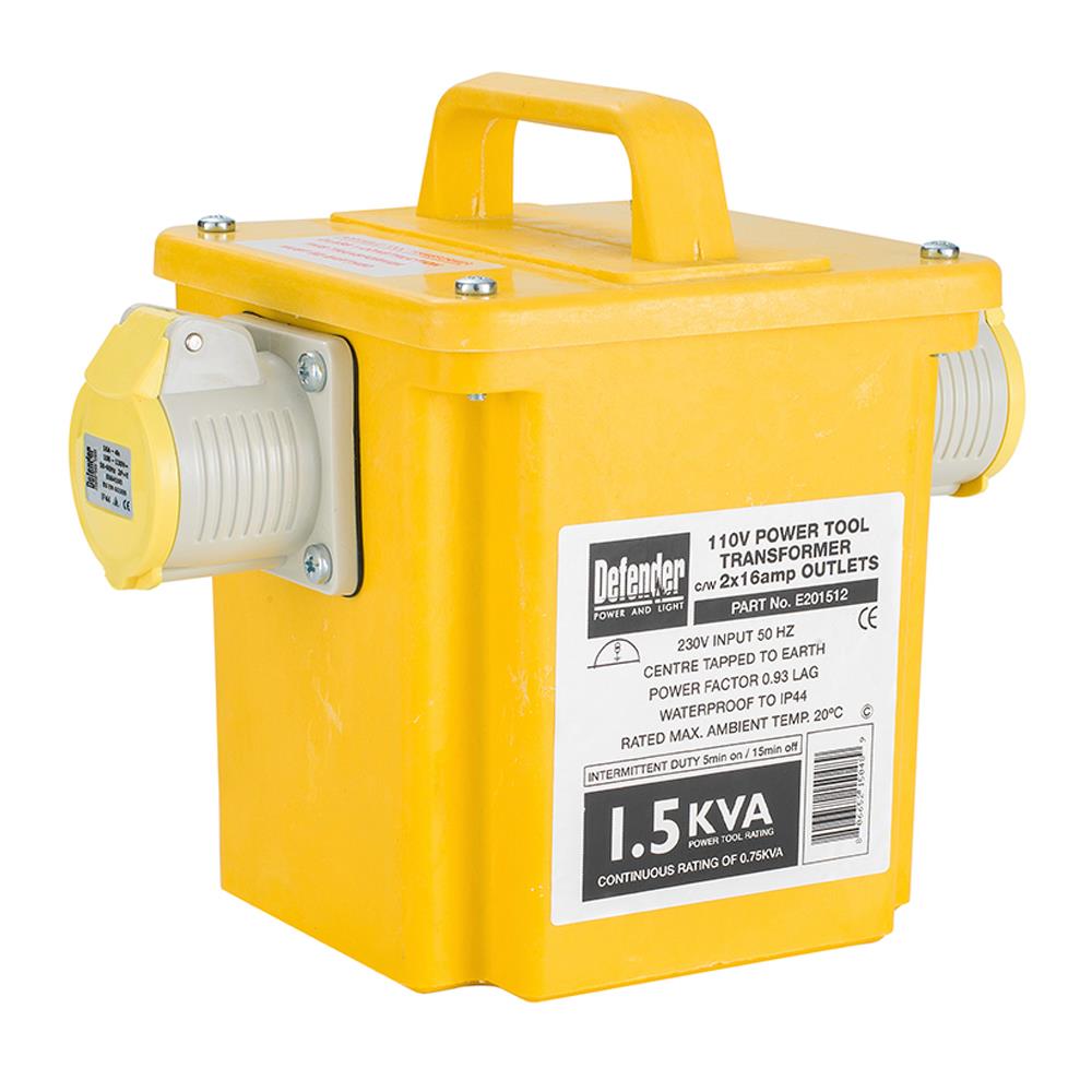 Defender E201512 2x 16A 1.5kVA Socket Site Transformer Outlets 110V Item Condition Damaged Box