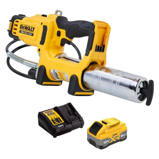 Dewalt DCGG581N-XJ 18V XR Grease Gun With 1 x 8.0Ah Battery & Charger