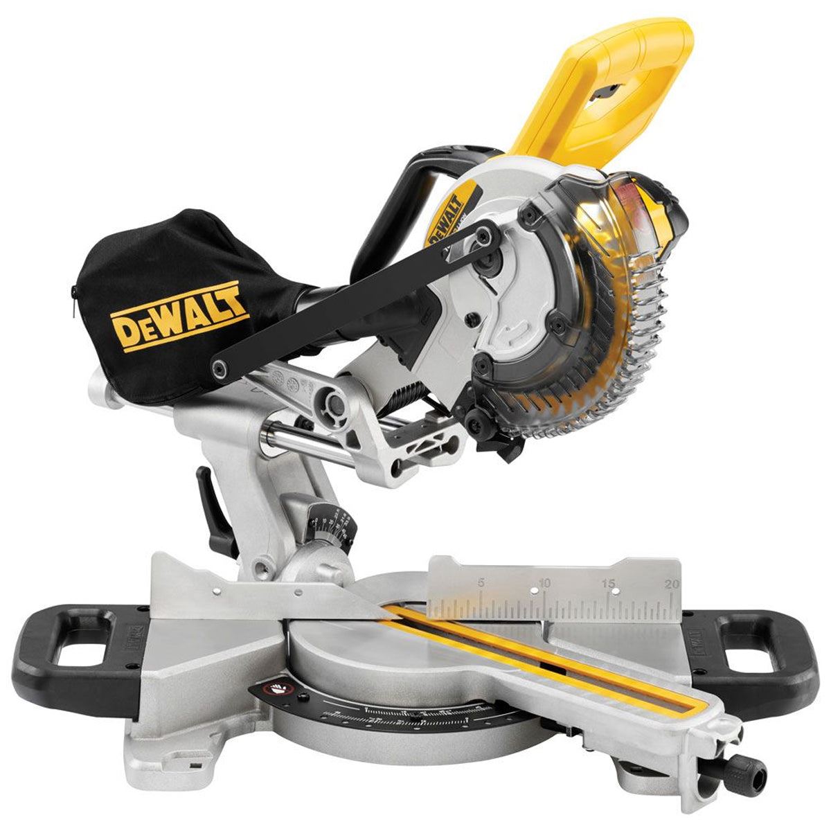 DeWalt DCS365M2 18V 184mm Mitre Saw with 2 x 4.0Ah Battery Charger & Rolling Stand
