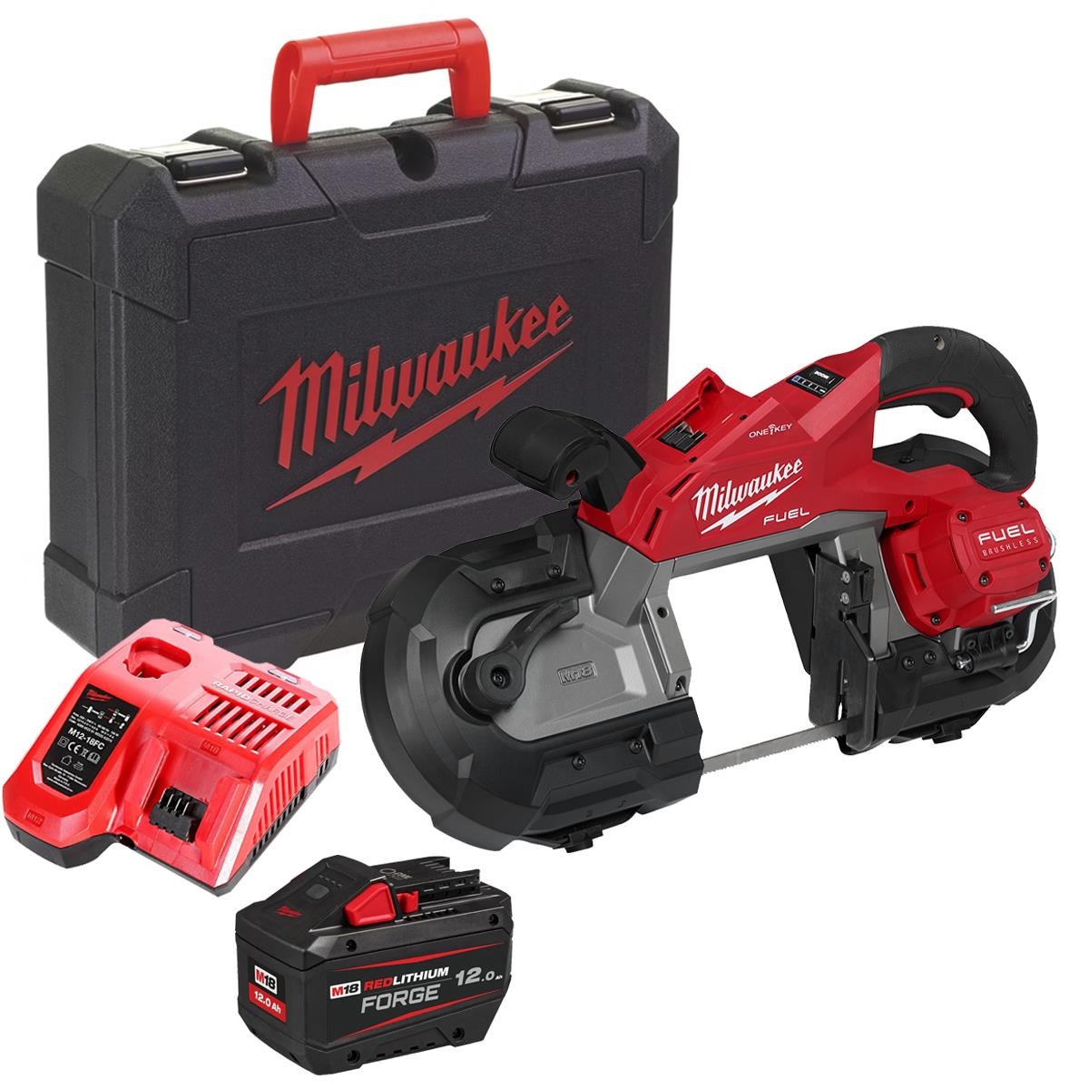 Milwaukee M18FBS127DO-0C M18 18V Brushless Dual-Trigger Deep Cut Band Saw With 1 x 12.0Ah Battery Charger & Case