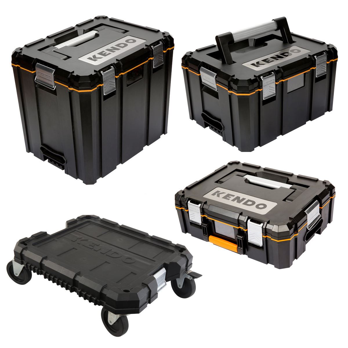 Kendo 3 Piece Systainer Tstak Case Set with Wheeled Cart Trolley Tool Storage System