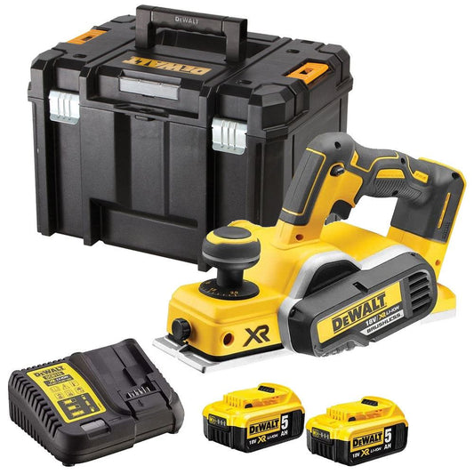 Dewalt DCP580N 18V Brushless 82mm Planer with 2 x 5.0Ah Batteries & Charger in Case