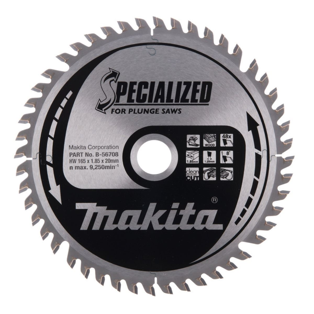 Makita B-56708 165 x 20 mm x 48T T.C.T Specialized Circular Saw Blade For Wood