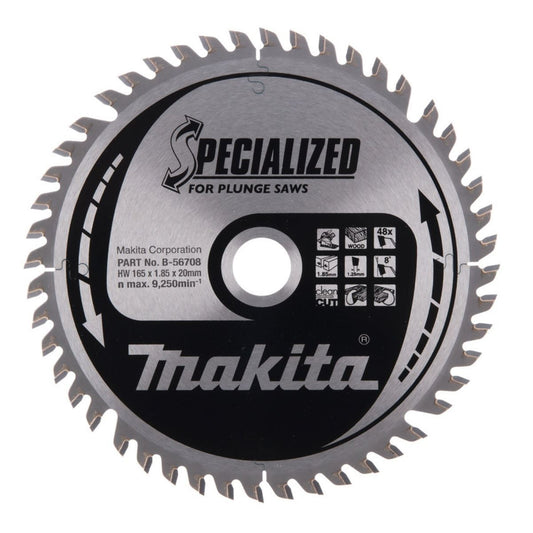Makita B-56708 165 x 20 mm x 48T T.C.T Specialized Circular Saw Blade For Wood