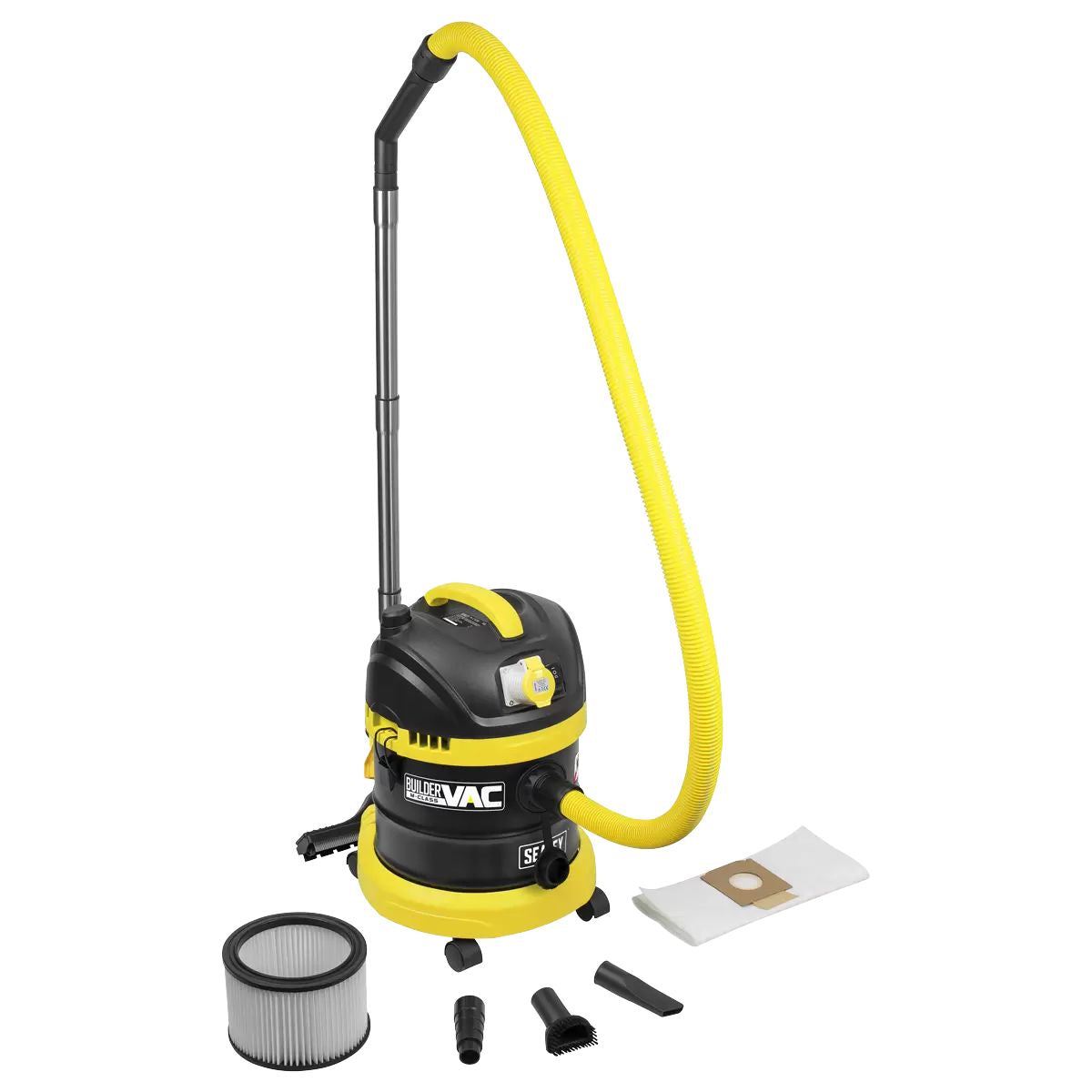 Sealey PC150BV110V BuilderVac Wet & Dry Vacuum Cleaner 15L Stainless Steel Drum M Class Filtration 110V