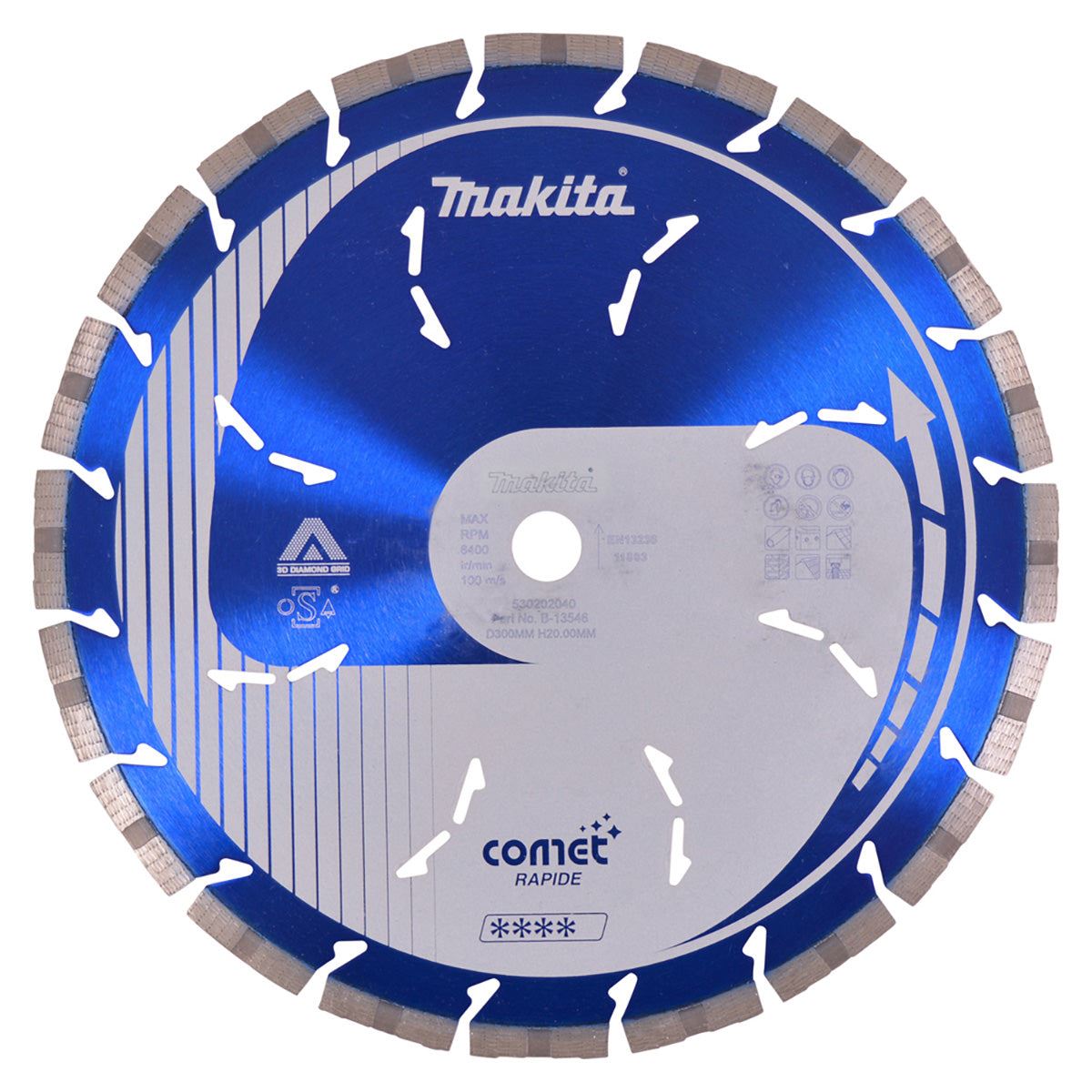 Makita B-13546 300mm 3DDG Comet Rapide Dry & Wet Diamond Wheel Blade