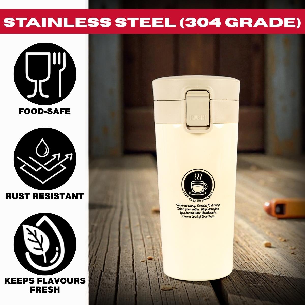 Tools4Trade Stainless Steel Thermal Coffee Mug - Beige (360ml)