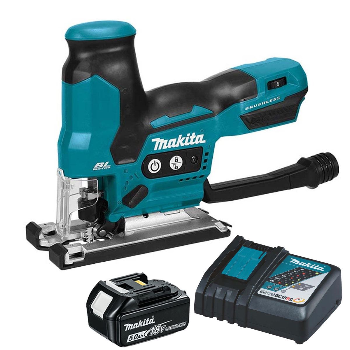 Makita DJV185Z 18V Brushless Jigsaw with 1 x 5.0Ah Battery & Charger