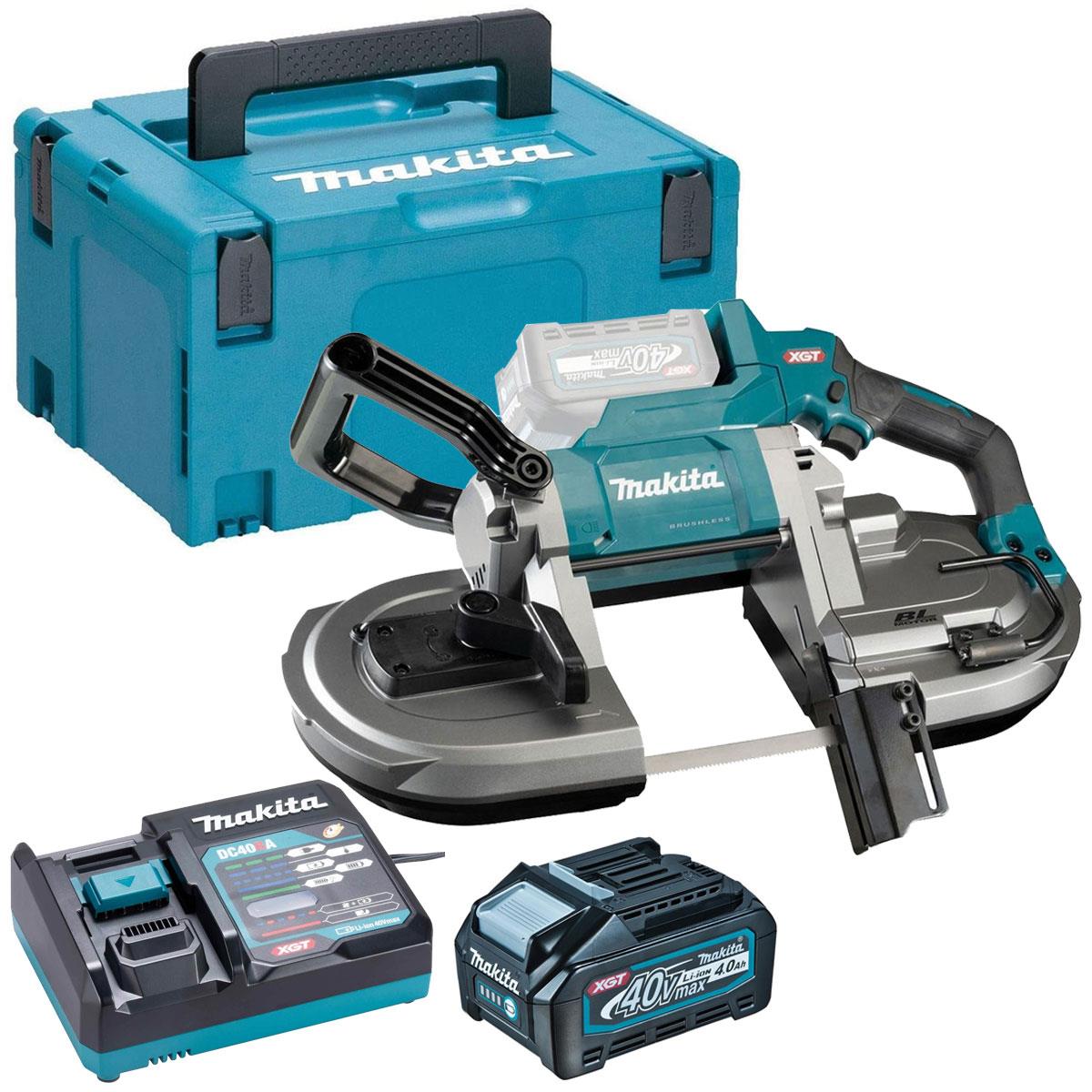 Makita PB002GZ 40V XGT Brushless Band Saw with 1 x 4.0Ah Battery Charger & Case