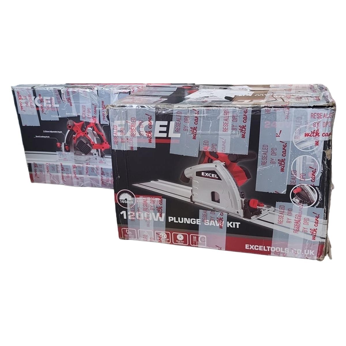 Excel 165mm Plunge Saw 1200W/240V with Guide Rail Set Item Condition Damaged Box