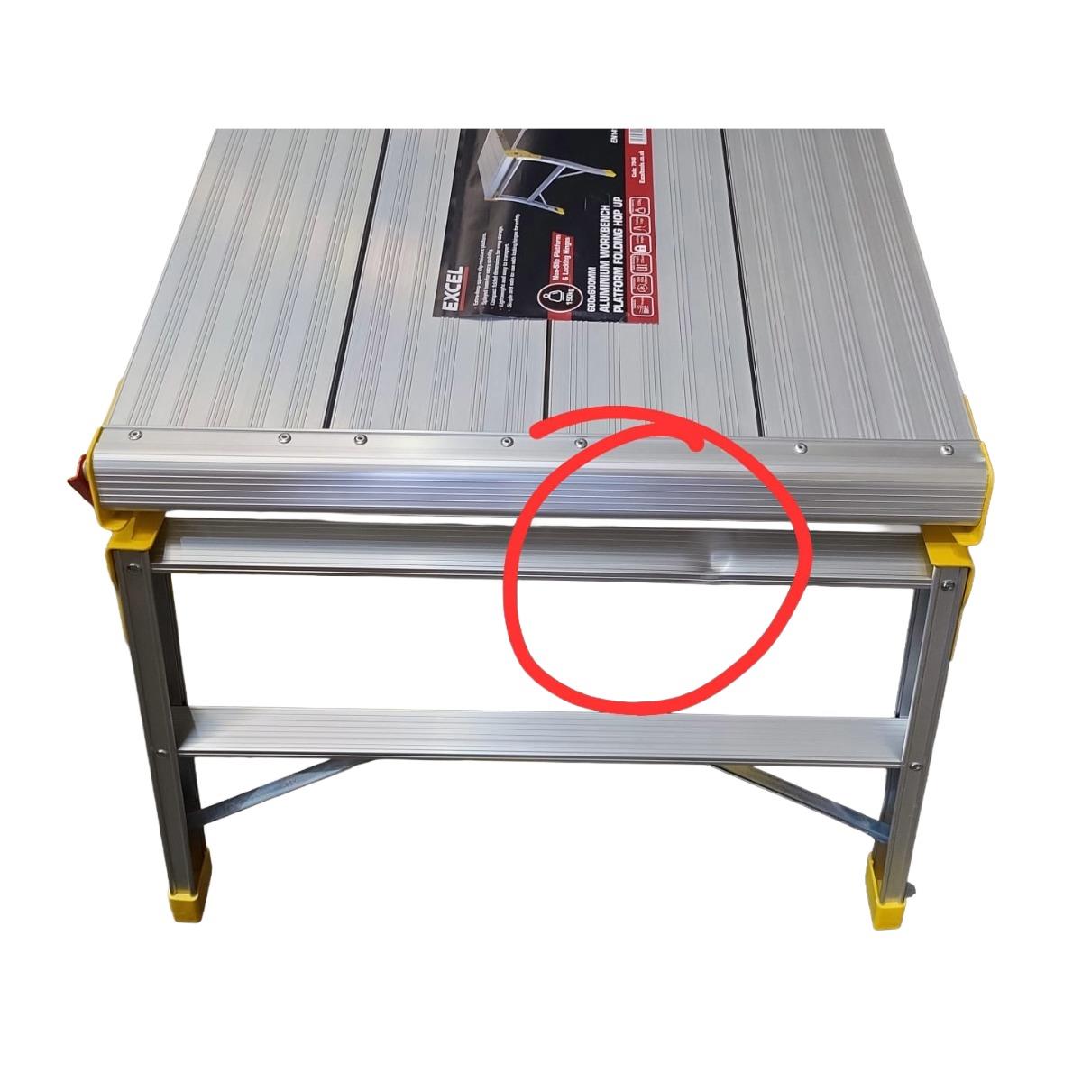 Excel Heavy Duty Aluminium Platform Work Bench Folding Hop Up 600mm x 600mm Item Condition Box Opened Never Used