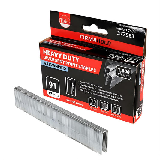 FirmaHold 18mm Heavy Duty Divergent Point Galvanised Staples Pack of 1000 - 377963