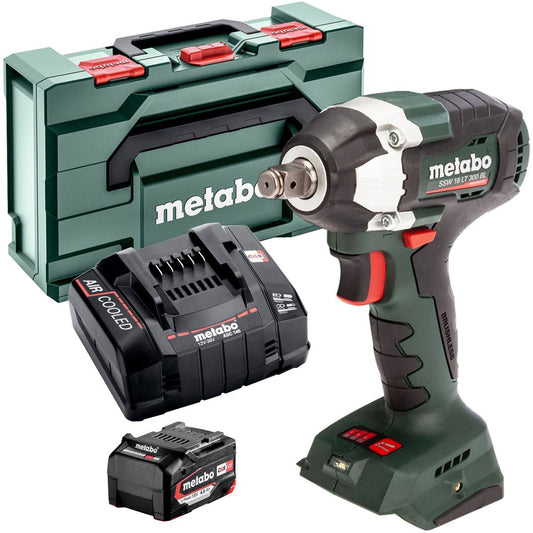 Metabo SSW 18 LT 300 BL 18V Brushless 1/2" Impact Wrench with 1 x 4.0Ah Battery Quick Charger & Metabox