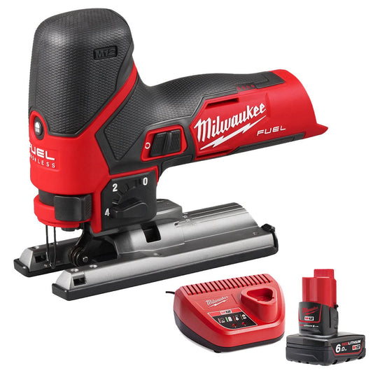 Milwaukee M12FJS-0 12V Fuel Brushless Bodygrip Jigsaw with 1 x 6.0Ah Battery & Charger