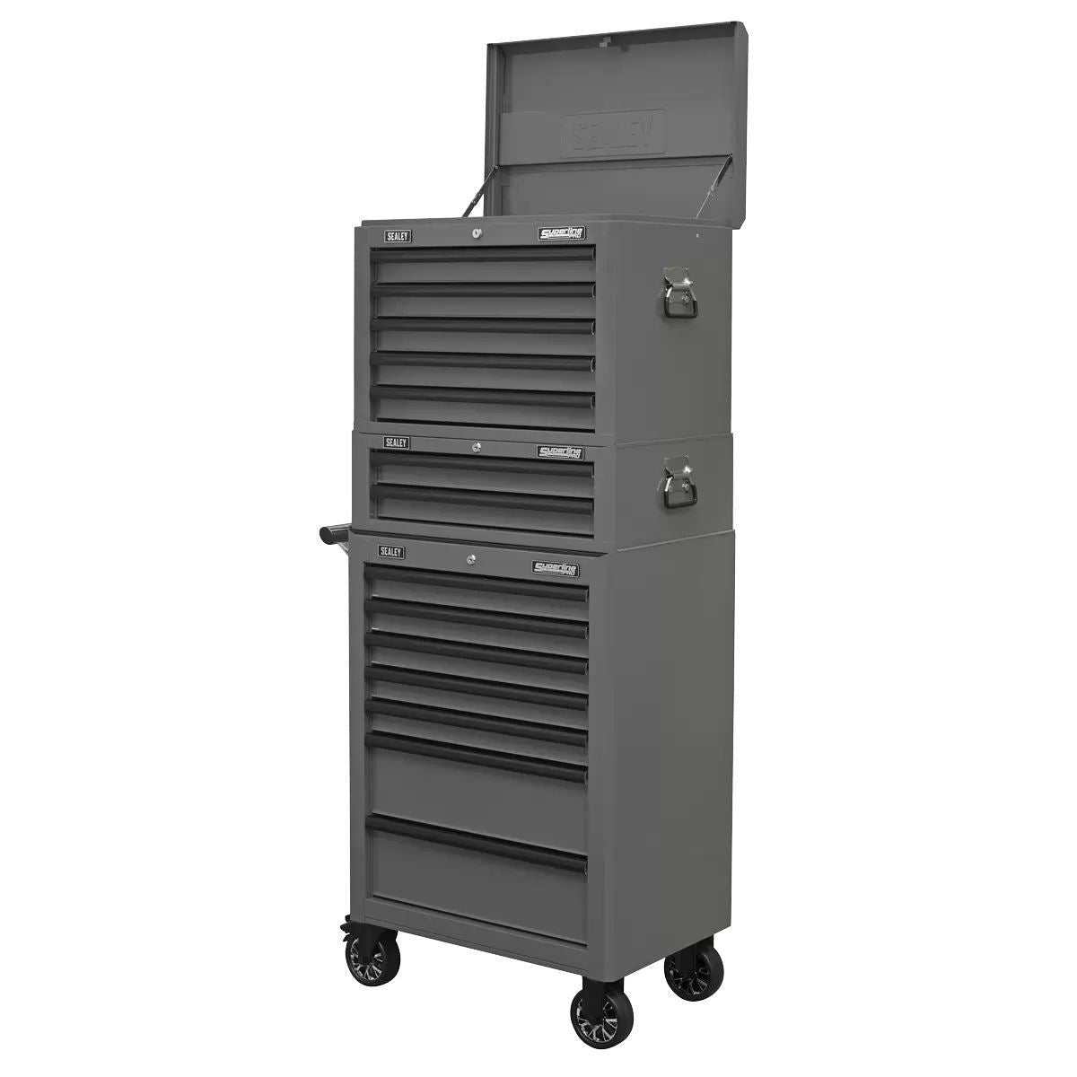 Sealey APSTACKTGR Top chest Roll cab Combination 14 Drawer with Ball-Bearing Slides Grey