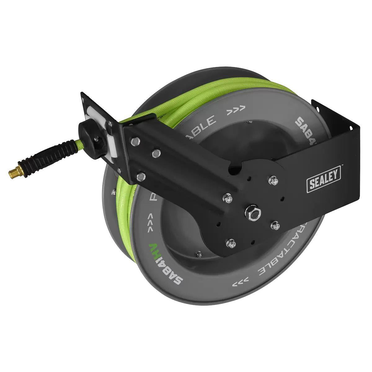 Sealey SA841HV Retractable Air Hose Metal Reel 15mtr 10mm ID High-Visibility TPR Hose