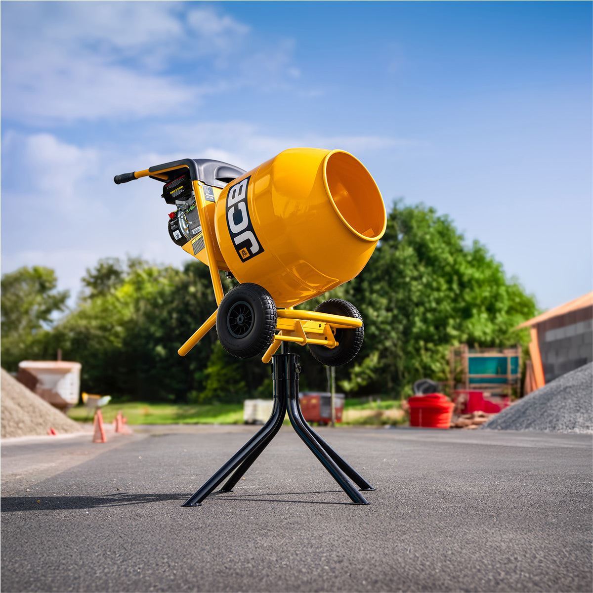 JCB-CM150P Petrol 133cc 134L Seam Welded Cement Mixer 100L Working Capacity