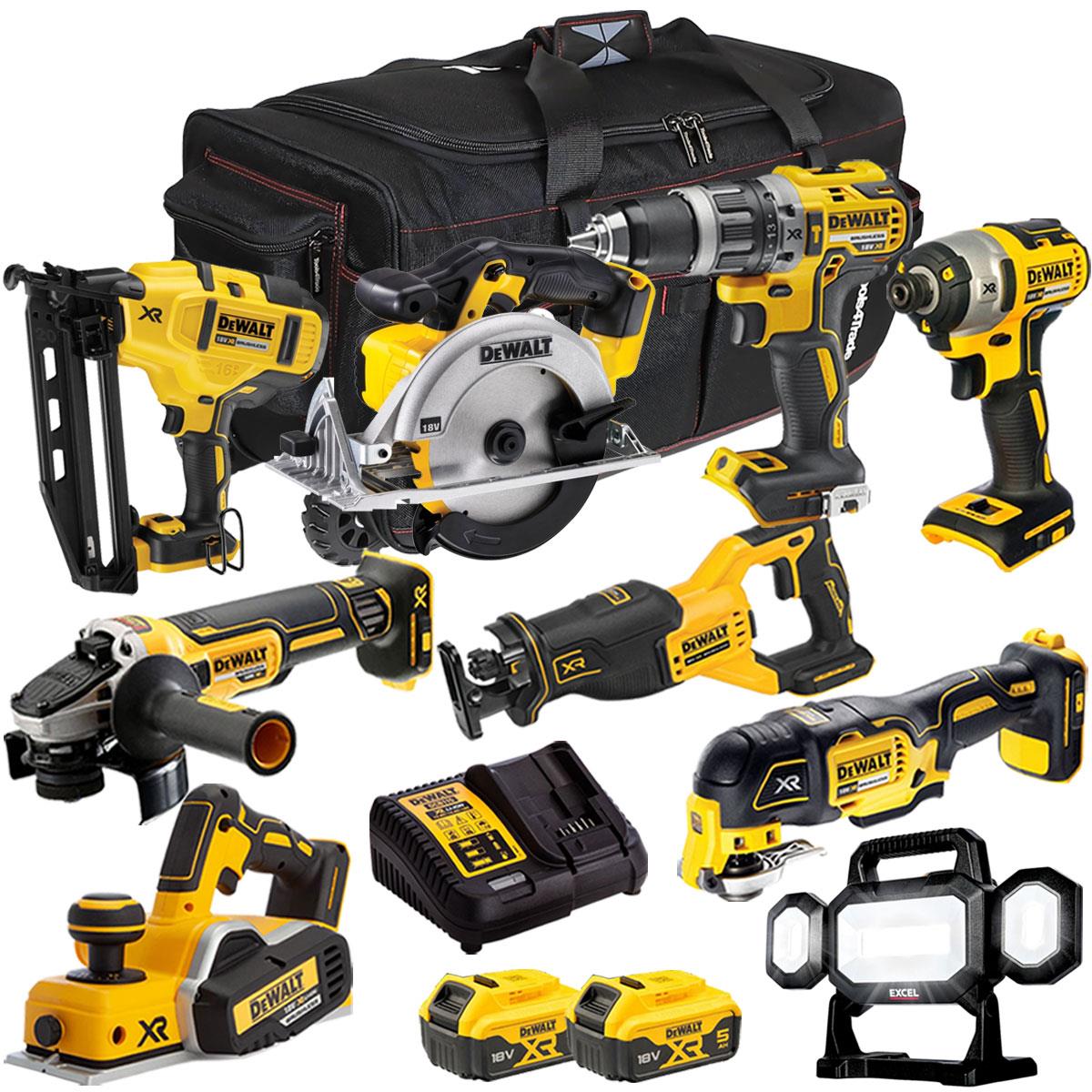 Dewalt 18V 9 Piece Power Tool Kit with 2 x 5.0Ah Battery & Charger T4TKIT-922