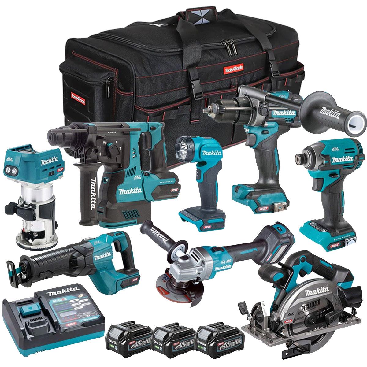 Makita 40V XGT 8 Piece Brushless Power Tool Kit with 3 x 2.5Ah Battery T4TKIT-16058