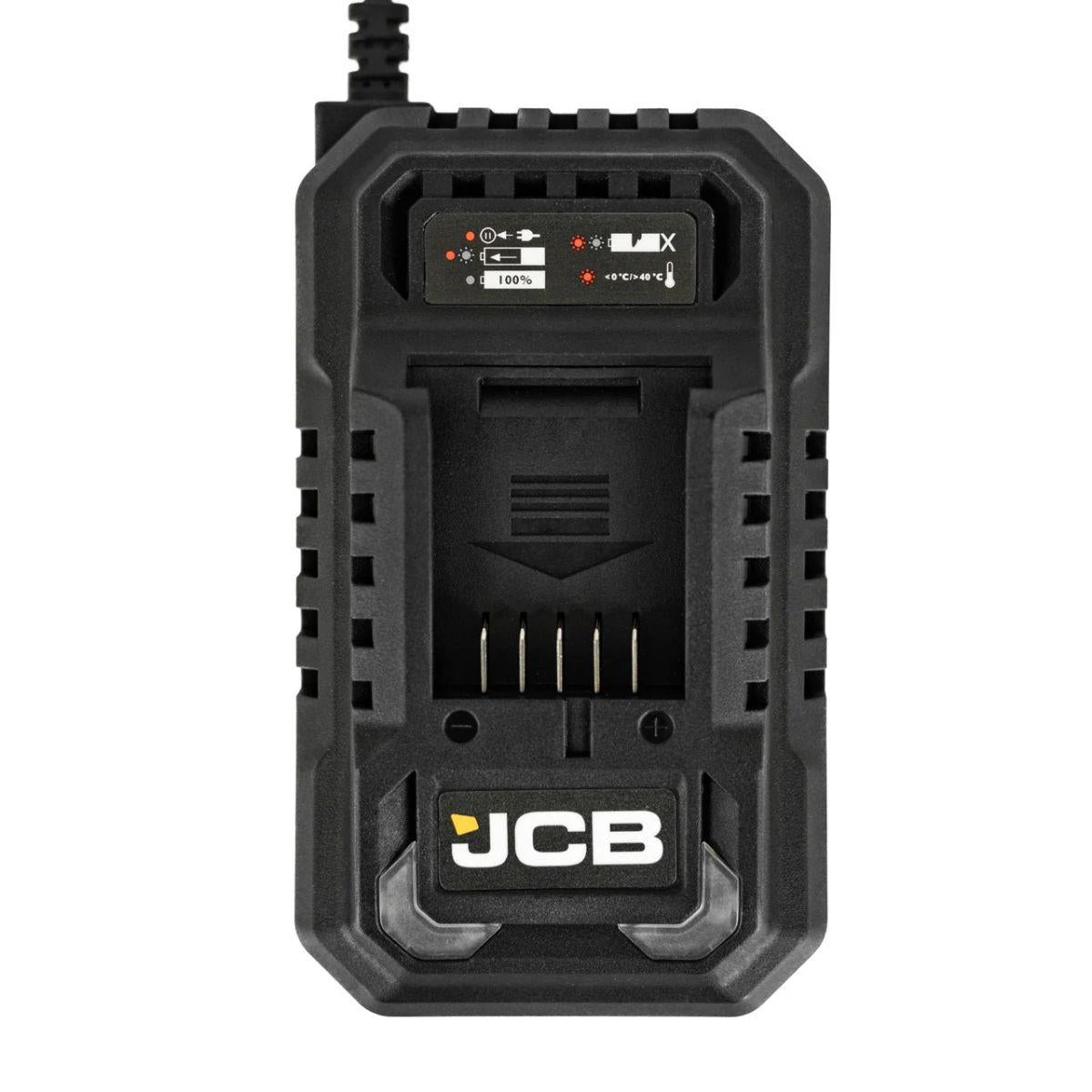 JCB-18PKIT-7 Pro 18V Combi Drill, Impact Driver & Angle Grinder With 2 x 5Ah Batteries & 4.5A Fast Charger In Soft Tool Bag