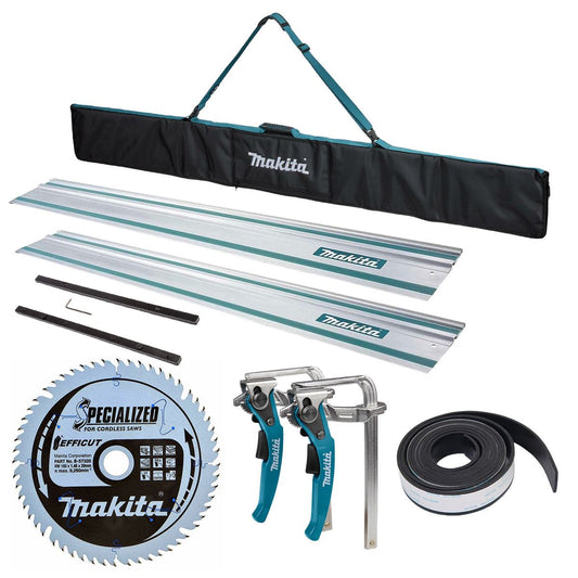 Makita 199141-8 1.5m Plunge Saw Guide Rail With Connector, Bag, Clamp Set, 56T Blade, Rubber