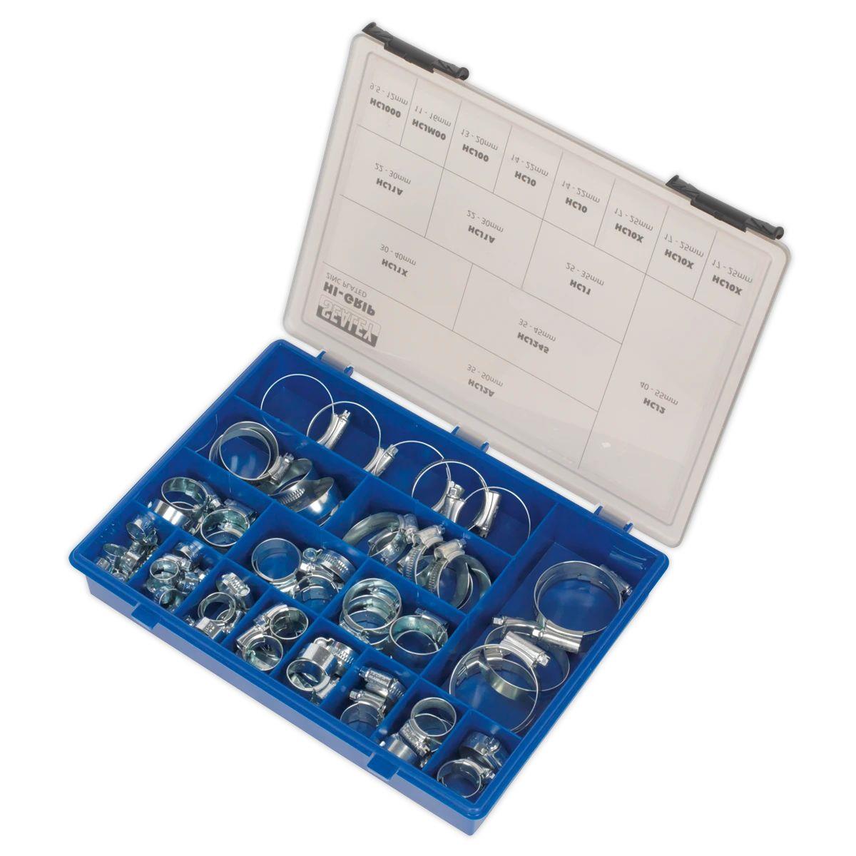 Sealey HCJ85AC HI-GRIP Zinc Plated Hose Clip Assortment 9.5-55mm 81pc