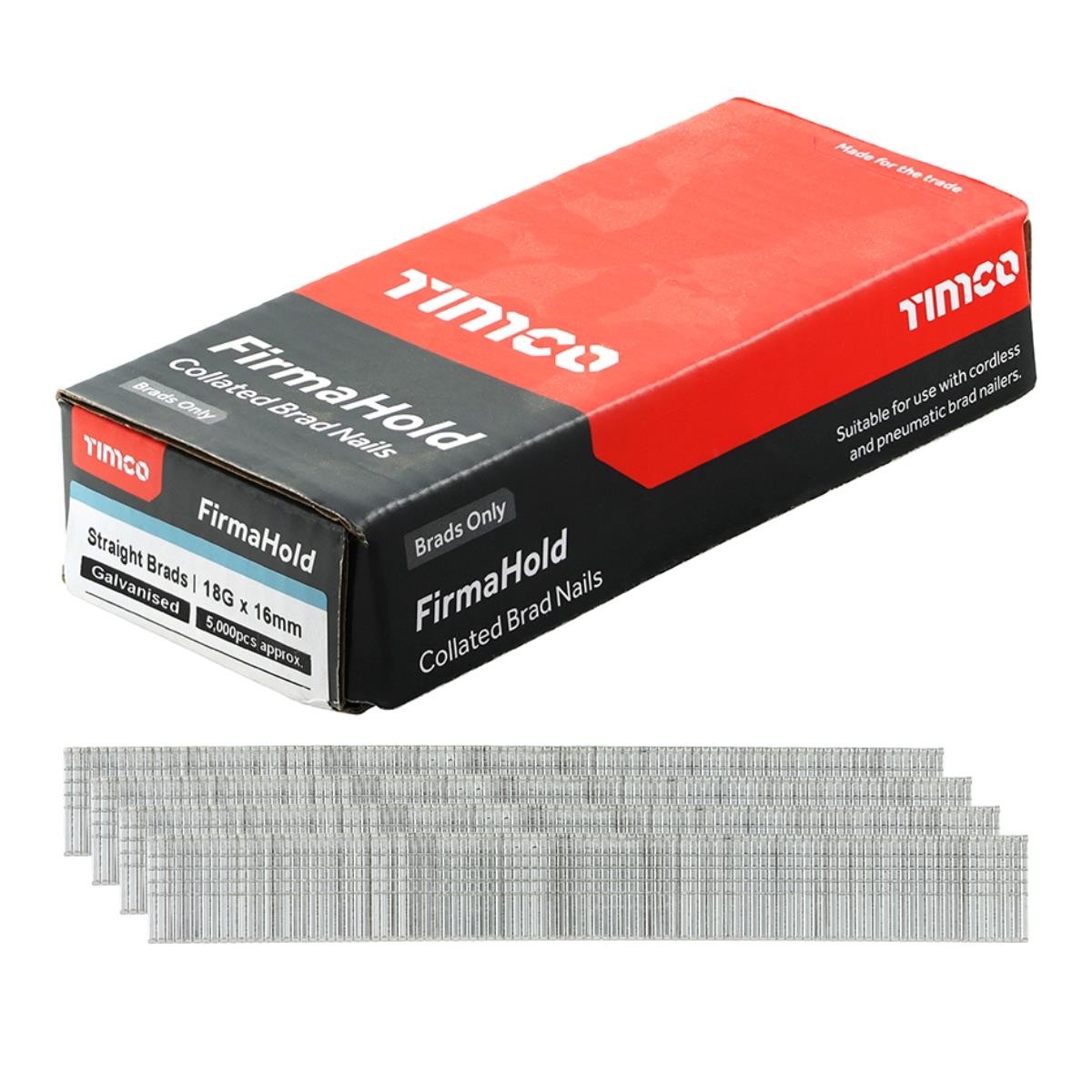 FirmaHold 16mm 18 Gauge 5000 Galvanised Straight Collated Brad Nails BG1816