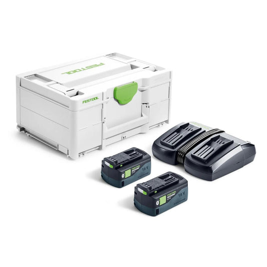 Festool SYS 18V 2xHP5,0/TCL 6 DUO Energy Set 2 x 5.0Ah High Power Batteries Charger & Case - 578680