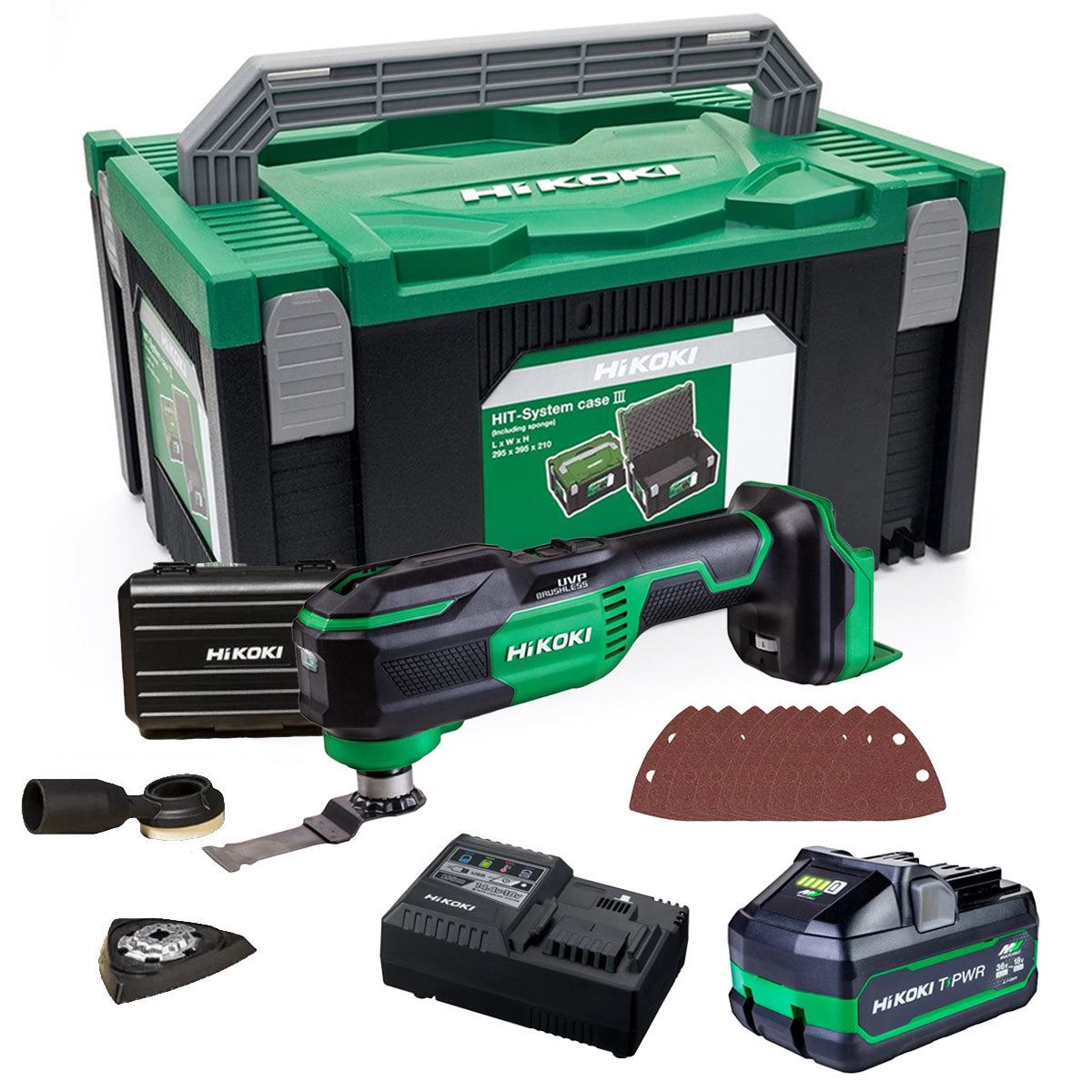 Hikoki CV18DAW2Z 18V Brushless Multi Tool with 1 x 8.0Ah Battery Charger & Case