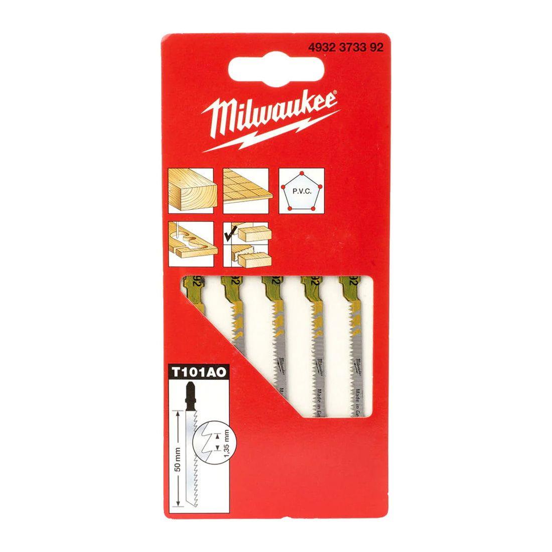 Milwaukee T101AO 50mm x 1.35mm Curve Cut Jigsaw Blade Pack of 5 4932373392
