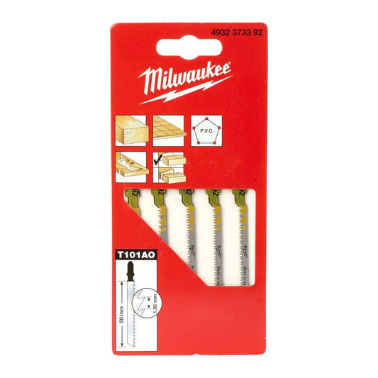 Milwaukee T101AO 50mm x 1.35mm Curve Cut Jigsaw Blade Pack of 5 4932373392