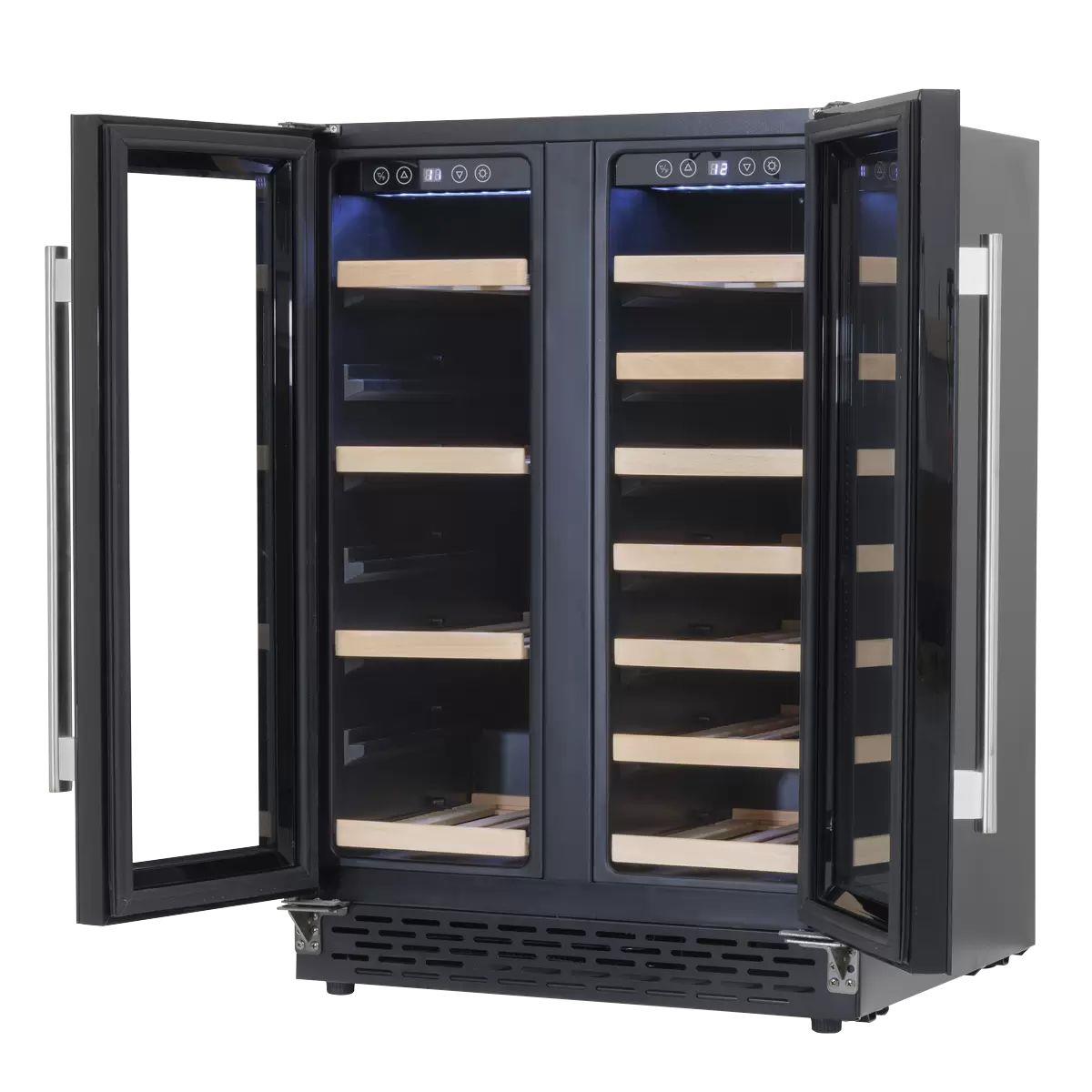 Sealey DH96 Baridi 40 Bottle/120 Can Dual Zone Undercounter/Freestanding Wine & Drinks Fridge Black 230V