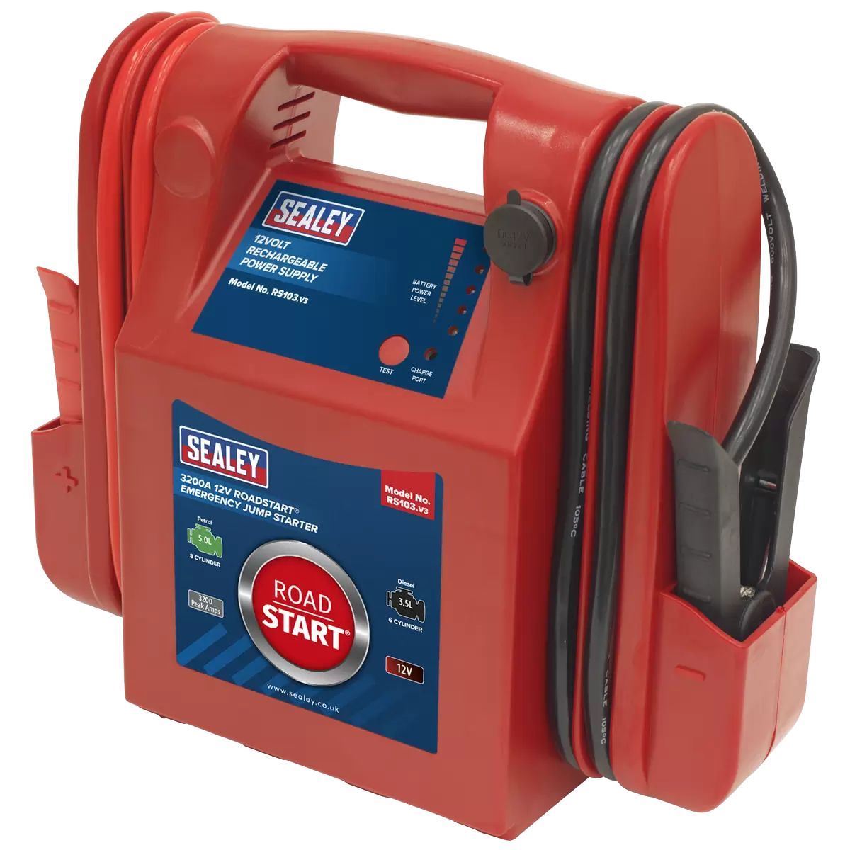 Sealey RS103 12V RoadStart Emergency Power Pack 3200 Peak Amps