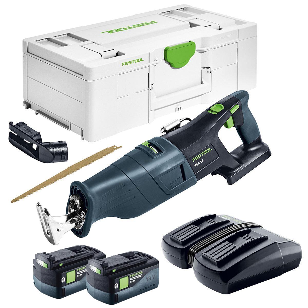 Festool RSC 18 EB-Basic 18V Brushless Reciprocating Saw - 576947 With 2 x 5.0Ah Batteries & Charger