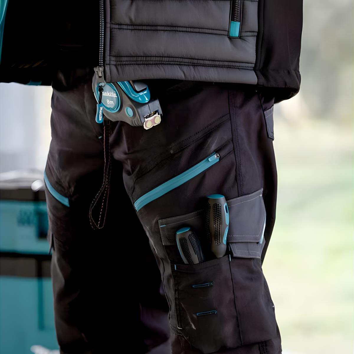 Makita MK303M Vector Stretch Trousers Slim Fit Black - L31
