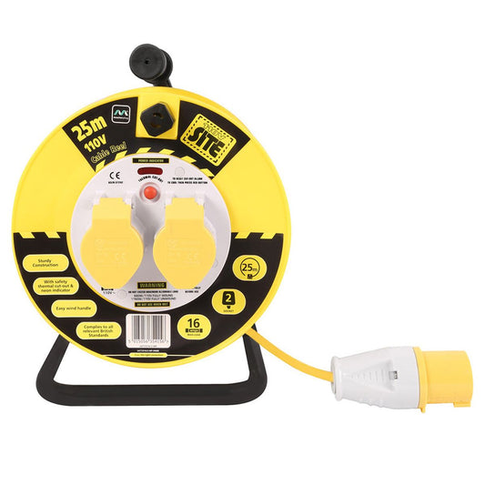 Masterplug Cable Reel 16A Thermal Cut-Out 25M 110V LVCT2516/2-MP
