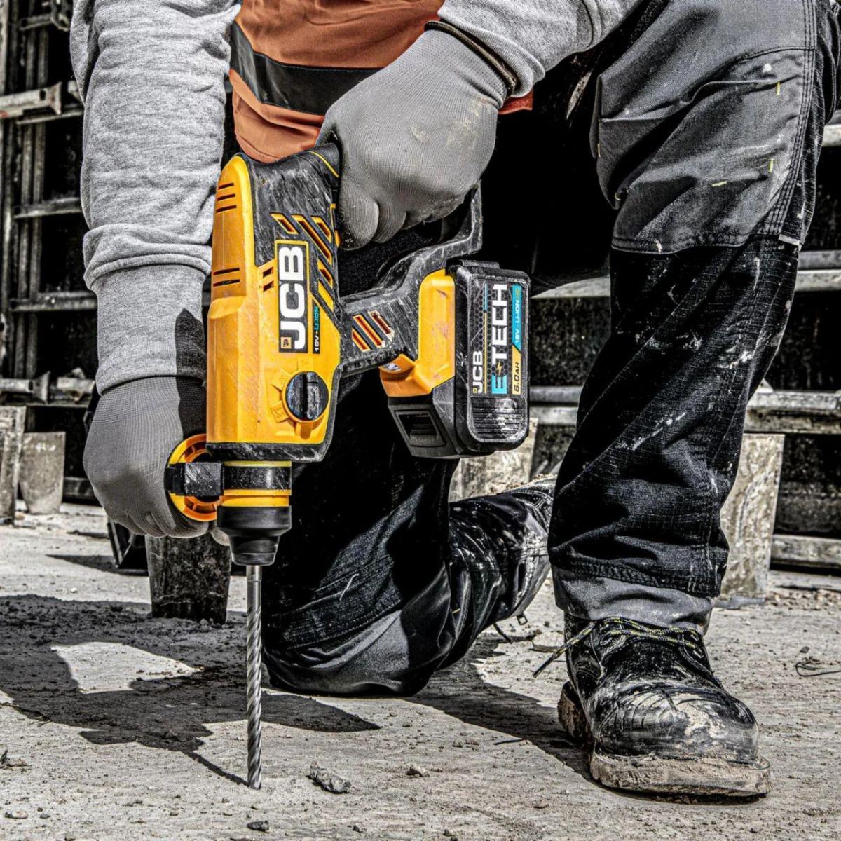 JCB 21-18BLRH-B 18V 1.7J Brushless SDS Rotary Compact Hammer Drill With 4 x SDS Bits, Keyless and SDS Plus Chuck Body Only