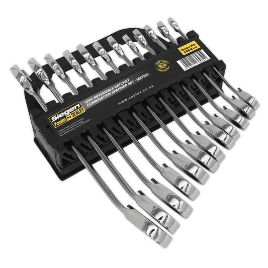 Sealey S0840 Reversible Ratchet Combination Spanner Set 12pc
