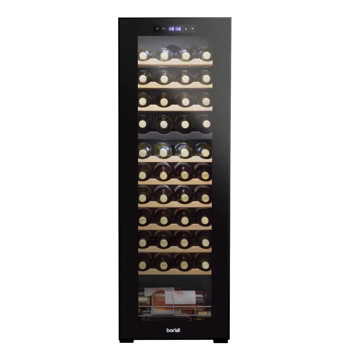 Sealey DH92 Baridi 44 Bottle Dual Zone Wine Fridge with Digital Touch Screen Controls & LED Light Black 230V