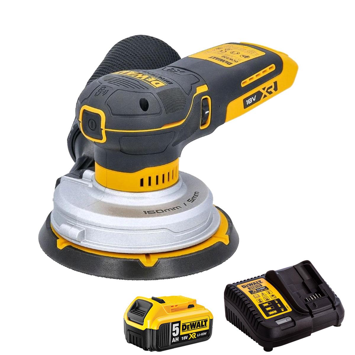 Dewalt DCW230N-XJ 18V XR Brushless 150mm Random Orbital Sander with 1 x 5.0Ah Battery & Charger