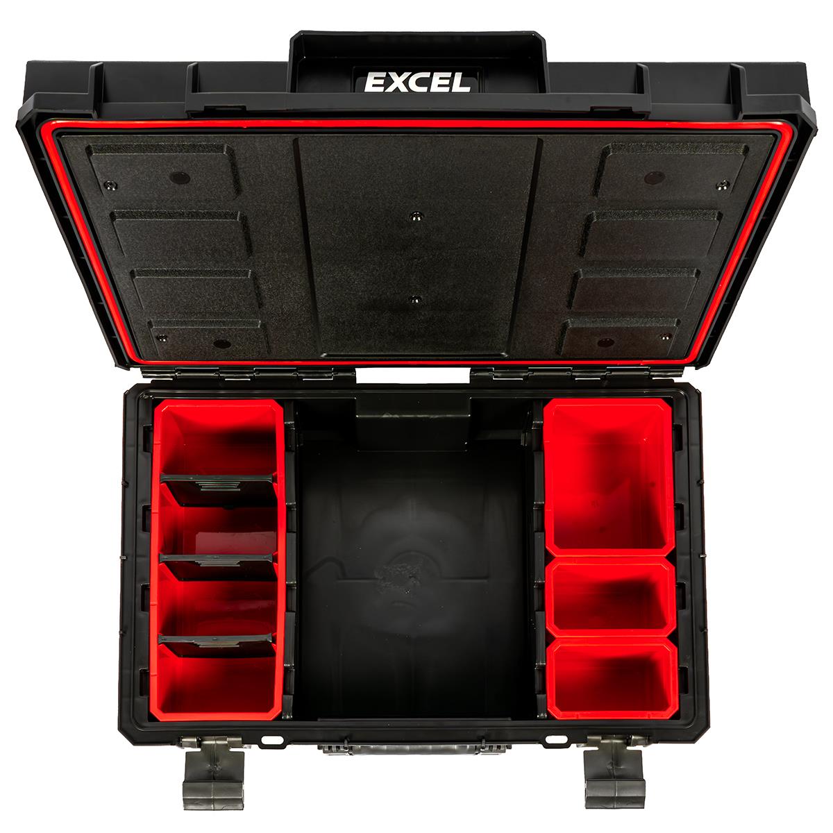 Excel Modular Stackable Tool Box Heavy Duty Mobile Storage 3 Piece Set with Wheels