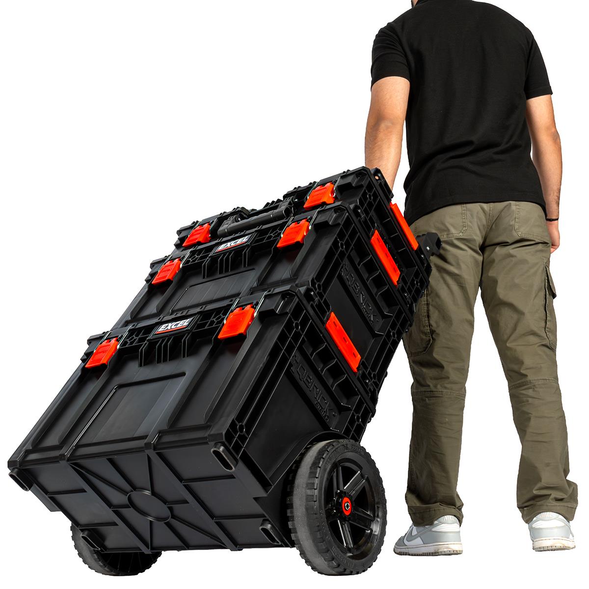 Excel Modular Tool Box Heavy Duty Mobile Storage 3 Piece Set with Wheels