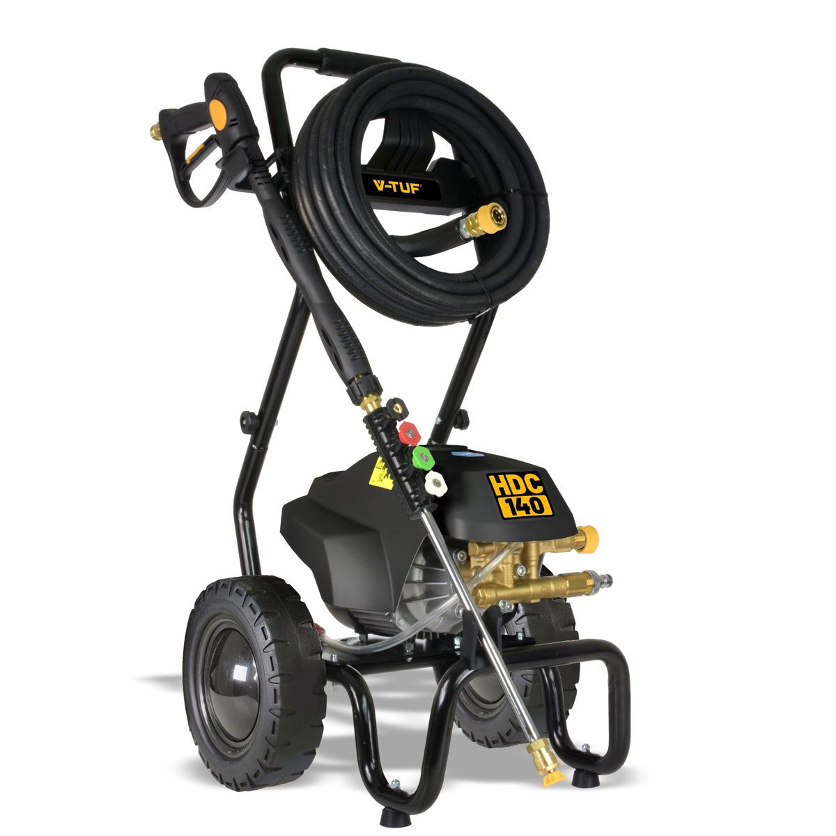 V-TUF HDC140-110V 8L/min Professional Cold Electric Site Pressure Washer with Cage Frame 1750psi & 100Bar