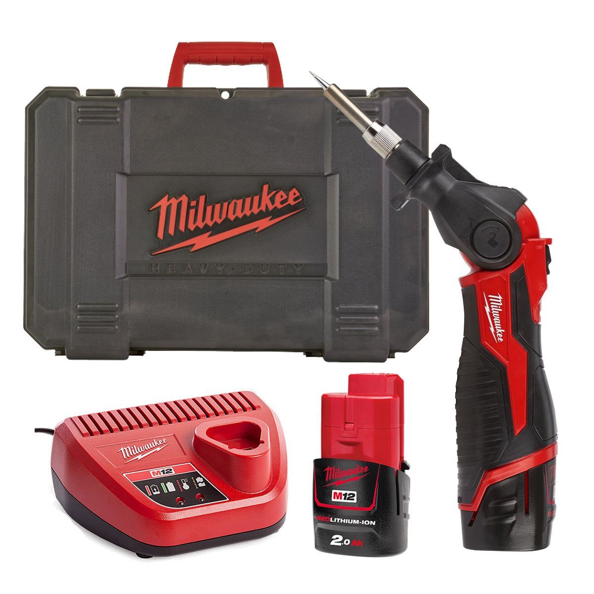 Milwaukee M12SI-201C 12V Soldering Iron with 1 x 2.0Ah Battery Charger & Case 4933459762