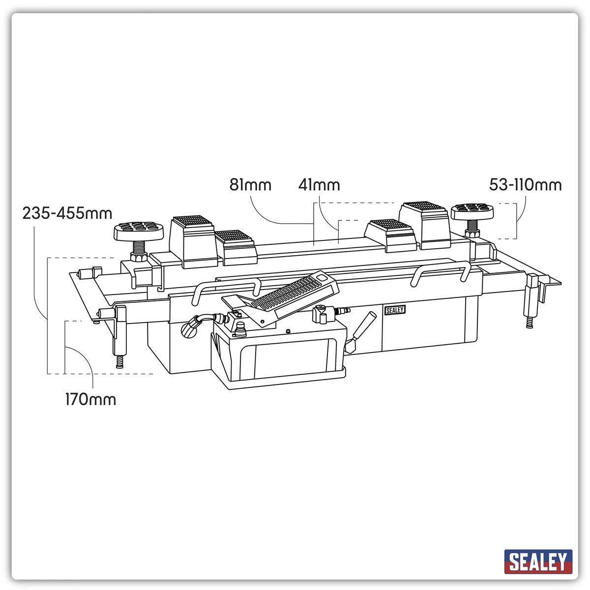 Sealey SJBEX200 Jacking Beam 2tonne with Arm Extenders and Flat Roller Supports