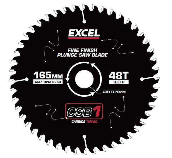 Excel 165mm Plunge Saw Blade 48T with Teflon Coating Pack of 3