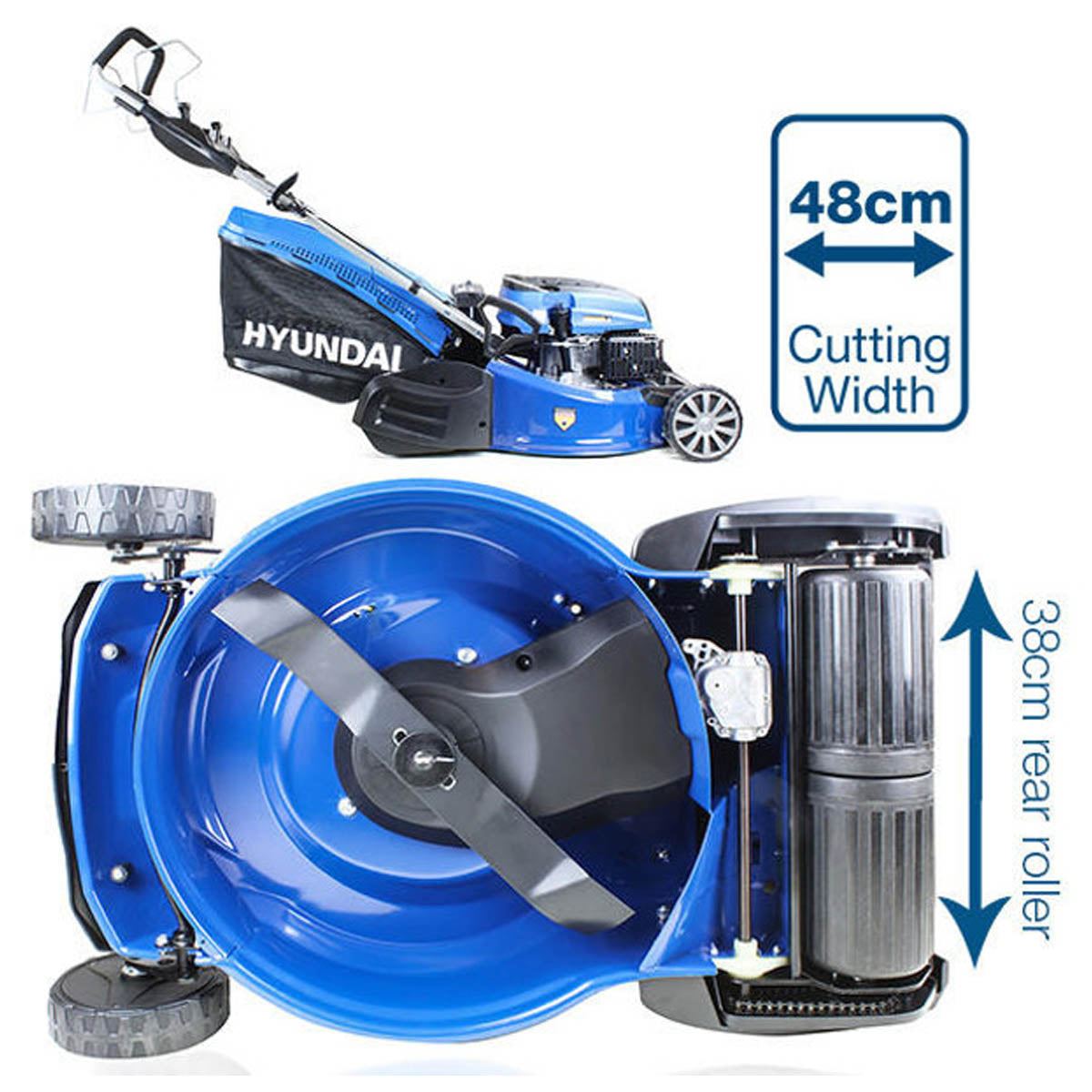 Hyundai HYM480SPER 48cm Self-Propelled Electric Start Petrol Rear Roller Lawnmower 139cc Engine & 25-75mm Cuts