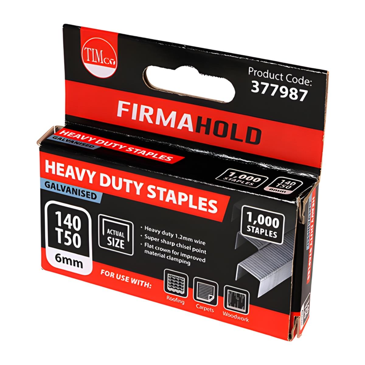 FirmaHold 6mm Heavy Duty Chisel Point Galvanised Staples Pack of 1000 - 377987