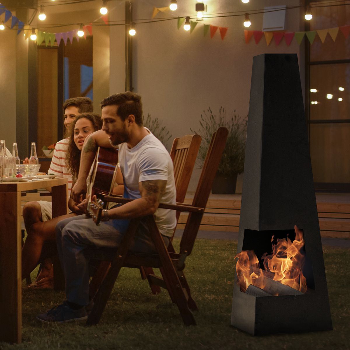 Sealey DG105 Dellonda Black Steel Chiminea for Outdoor Use