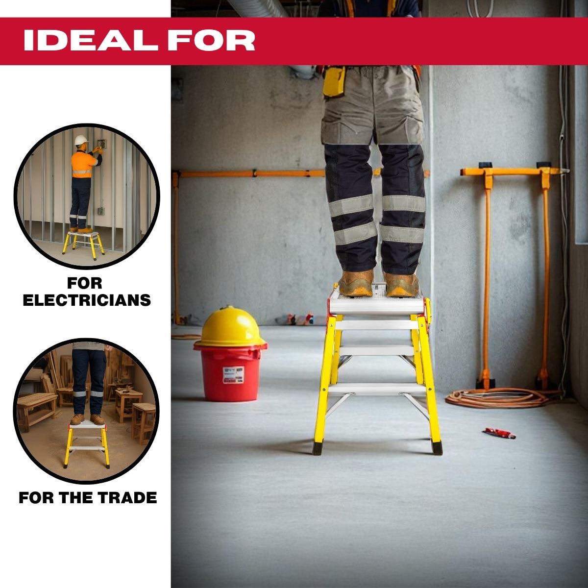 Excel Fibreglass Work Bench Platform Heavy Duty Folding Hop Up 300mm x 600mm